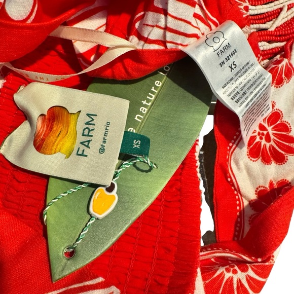 FARM Rio Ainika Shell Red Crop Top XS NWT Linen Halter Tropical Resort Vacation - Picture 12 of 12